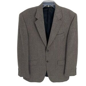 Lauren Ralph Lauren 100% Lambswool Blazer Mens Size 41L Brown Black Herringbone